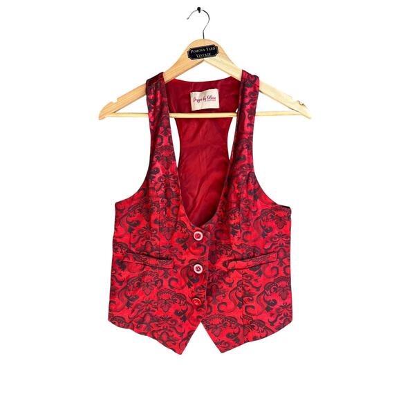 Design by Olivia Women's Vintage Versatile Racerback Vest Paisley Red Size Small - Picture 1 of 4